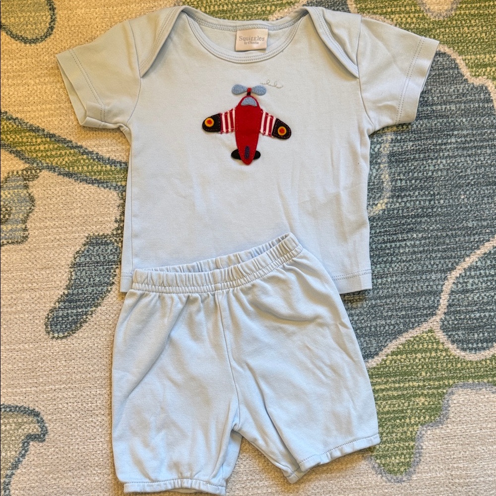Kids Airplane Matching Set - Light Blue
